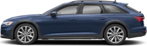 Blue rugged station wagon with roof rails and alloy wheels side view