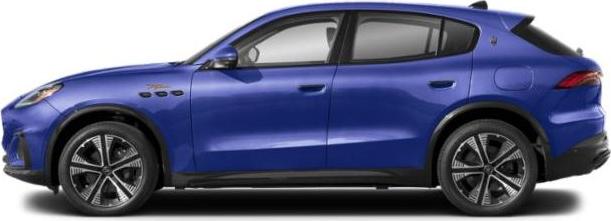 Sleek side profile of a luxury SUV in blue with modern design elements.