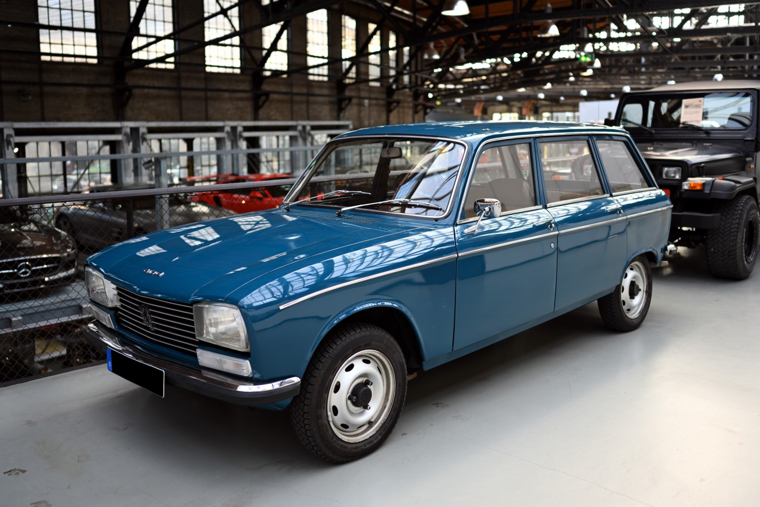 1970s vintage station wagon with rectangular headlights and chrome trim