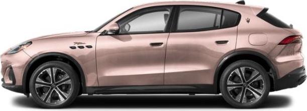 Side profile of a sleek aerodynamic SUV with distinctive trim.