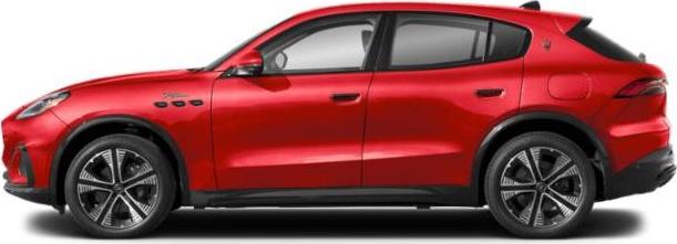 Side profile of red SUV with aerodynamic design and alloy wheels