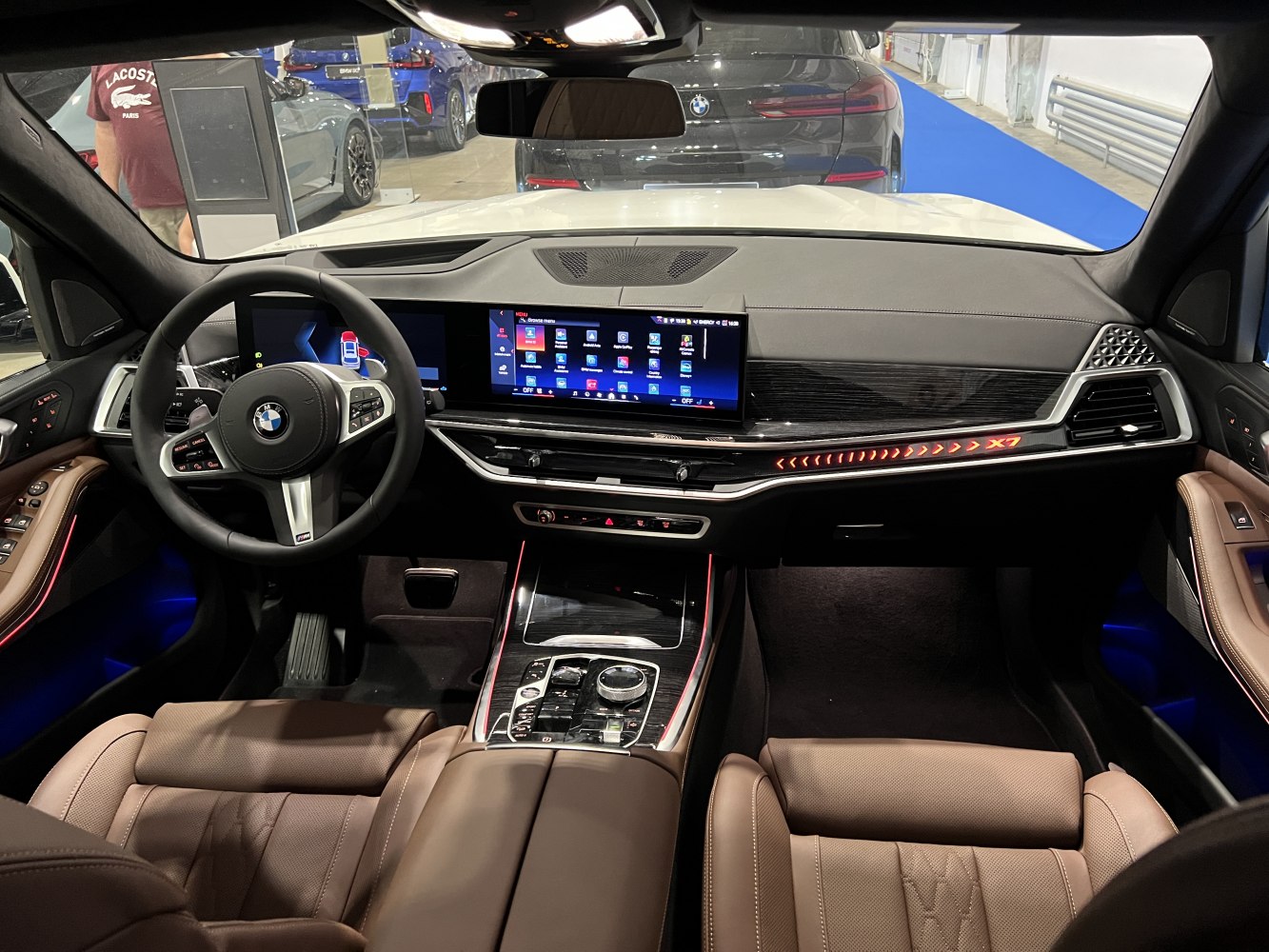 Luxury digital dashboard and ambient lighting in SUV interior