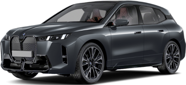 Futuristic electric SUV front side view with distinctive grille and sleek design