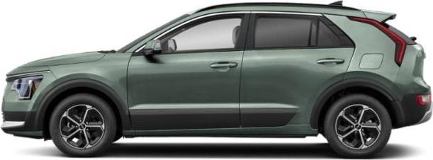 Side profile of a modern green hybrid SUV with sporty alloy wheels.