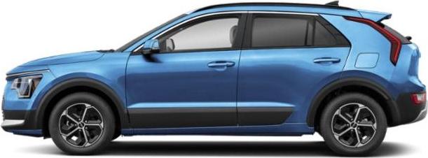 Side profile of blue compact SUV with alloy wheels and sleek lines
