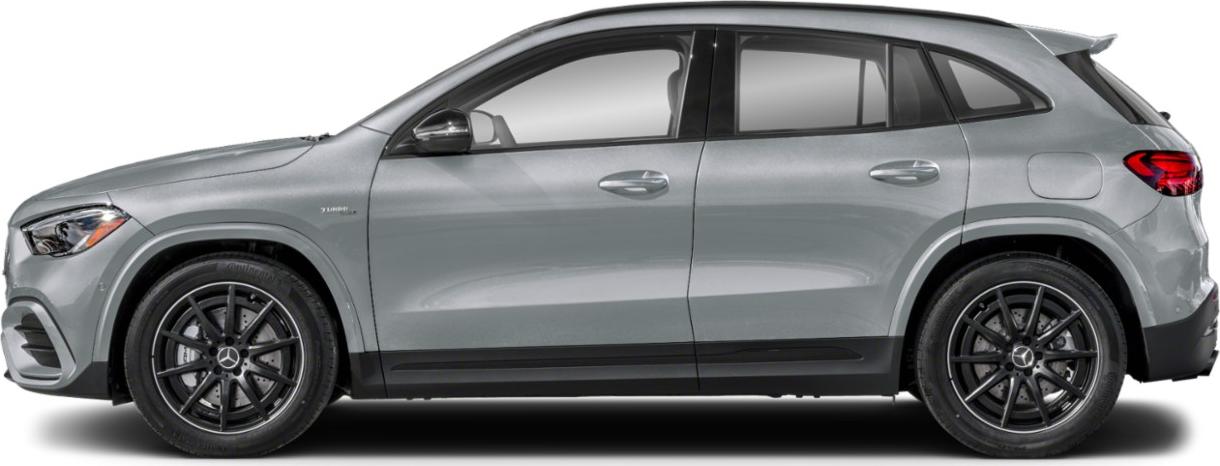 Side profile of a compact SUV with black alloy wheels.