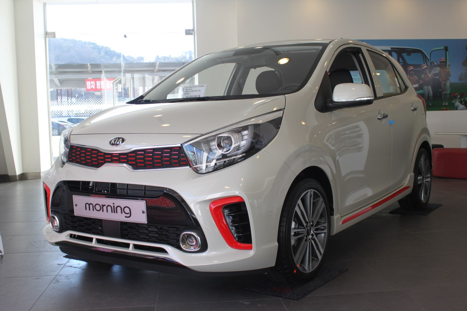 Compact hatchback with sporty front grille and LED headlights
