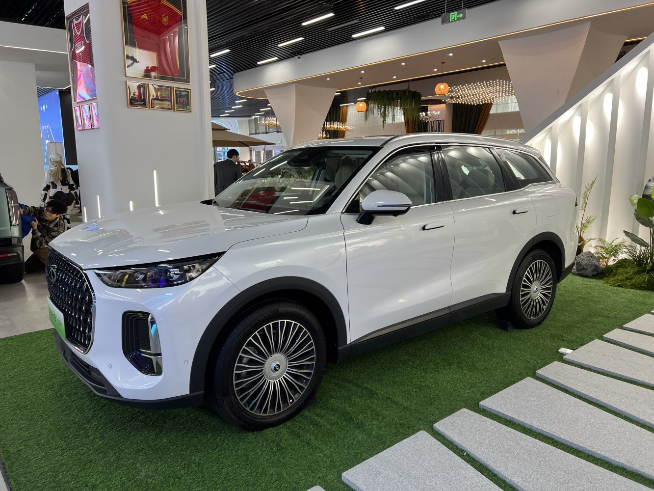 Large patterned front grille and multi-spoke alloy wheels on 2025 SUV