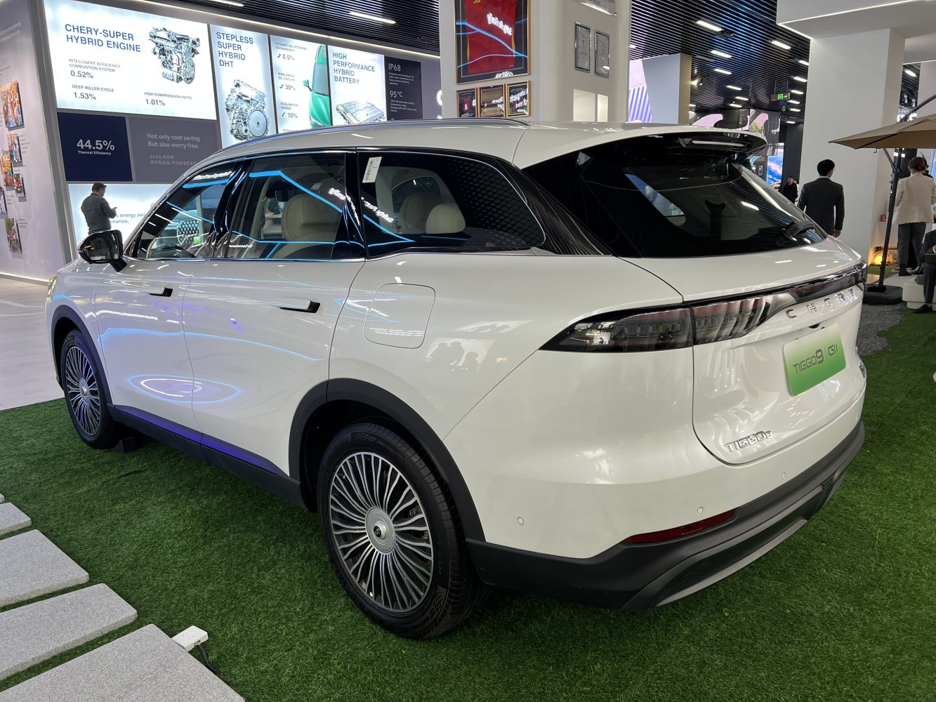 Rear and side profile of a modern SUV with distinct taillights and wheel design