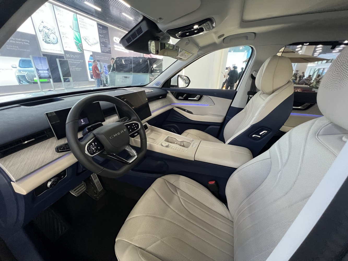 Modern interior with digital dashboard and leather seats