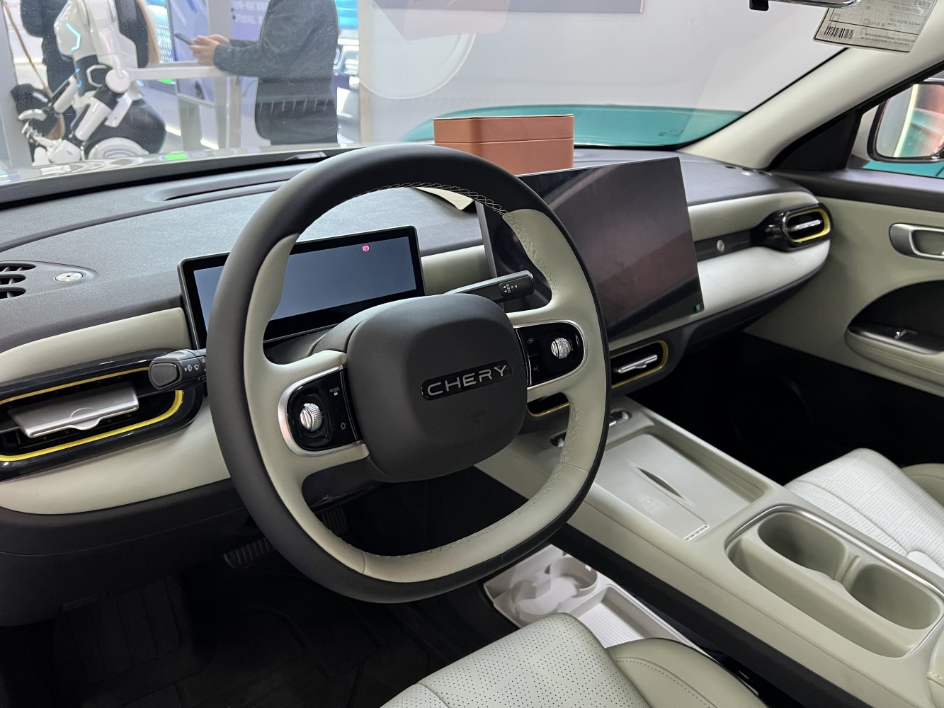 Modern dashboard and steering wheel with digital displays