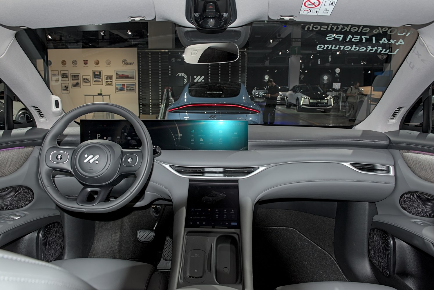 Modern dashboard and dual touchscreen interior design