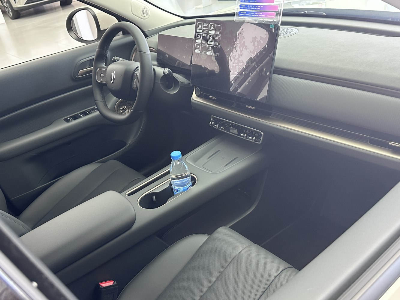 Digital dashboard and large touchscreen in modern car interior