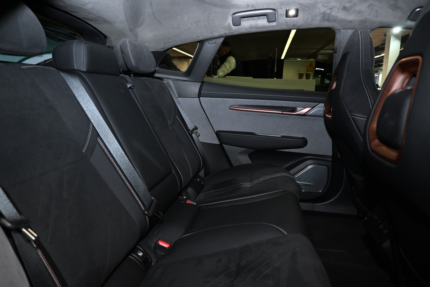 Rear seat interior with premium upholstery and modern design