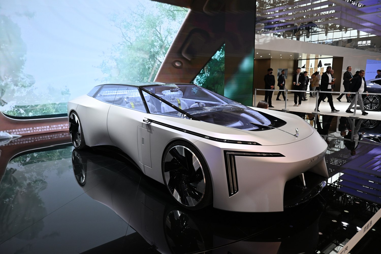 Concept vehicle with transparent roof and geometric LED lighting design