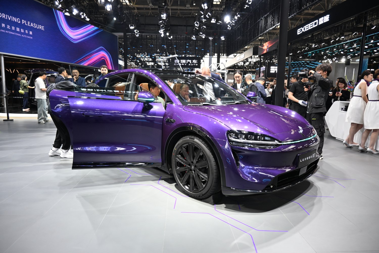 Modern electric SUV with LED headlights and aerodynamic design