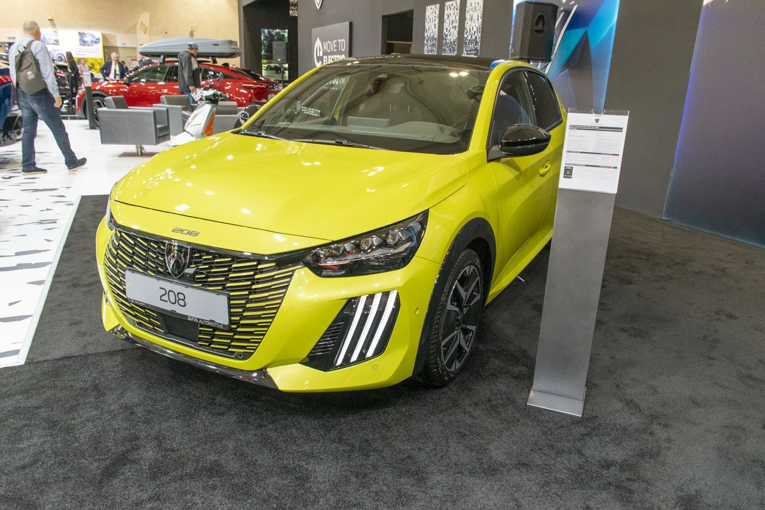 Front grille and LED headlights of a modern compact hatchback