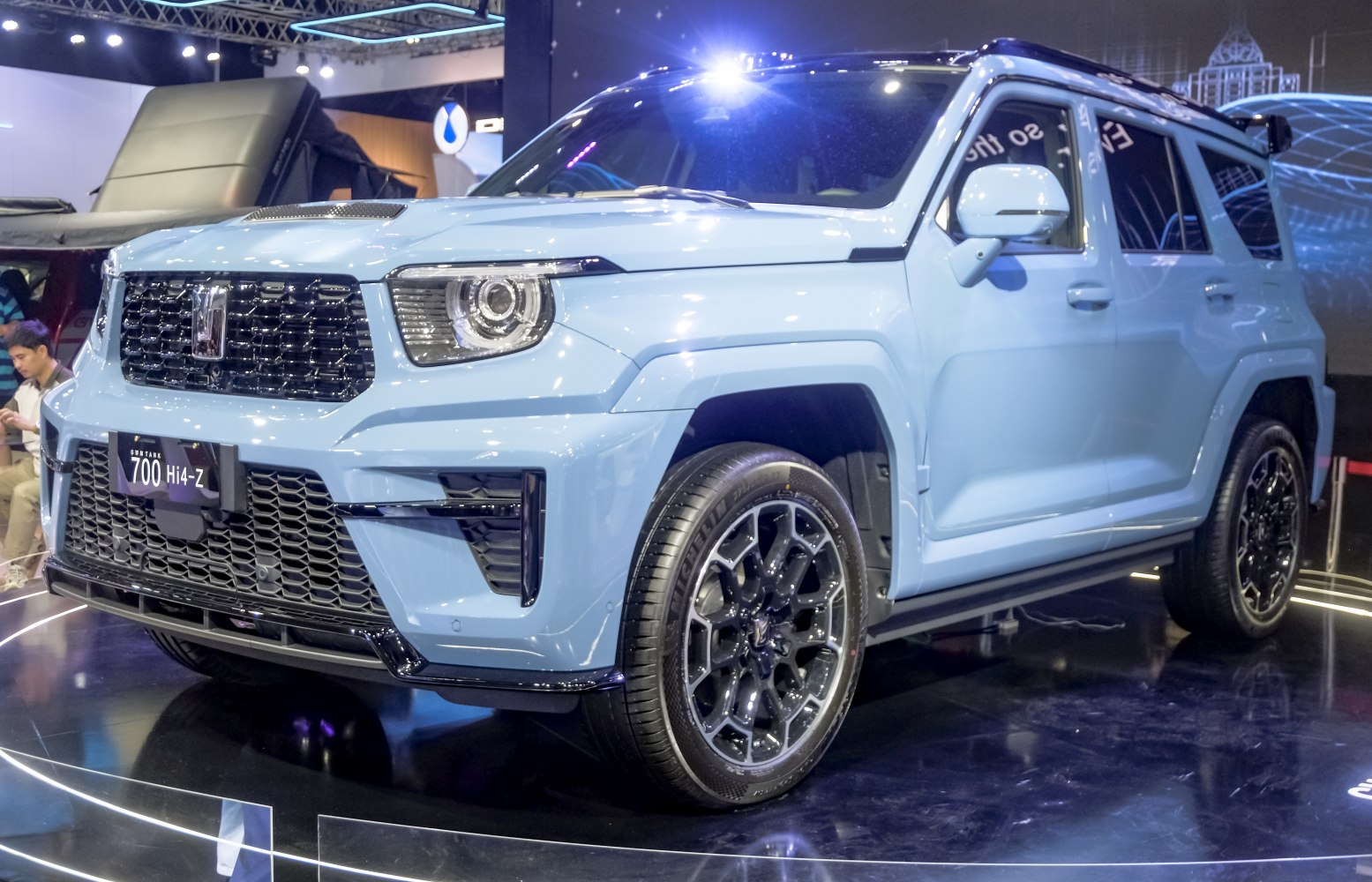 Facelifted SUV front view with black alloy wheels and LED headlights