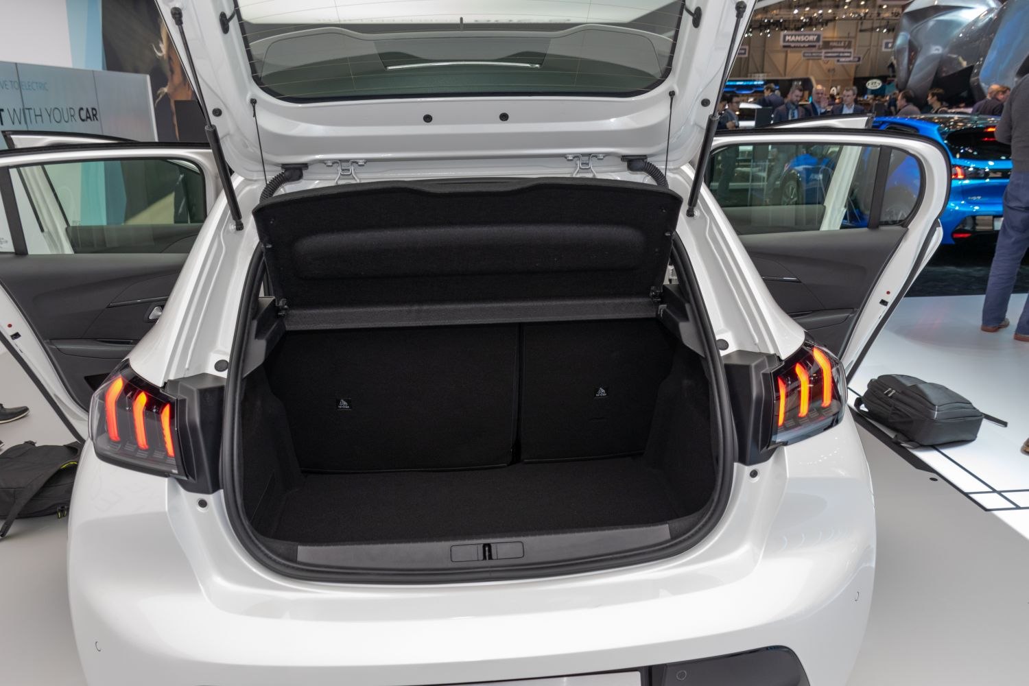 Open hatchback trunk and rear taillights with door open
