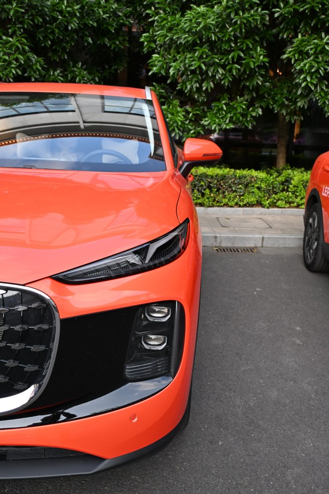 Sleek front headlights and distinctive grille design.
