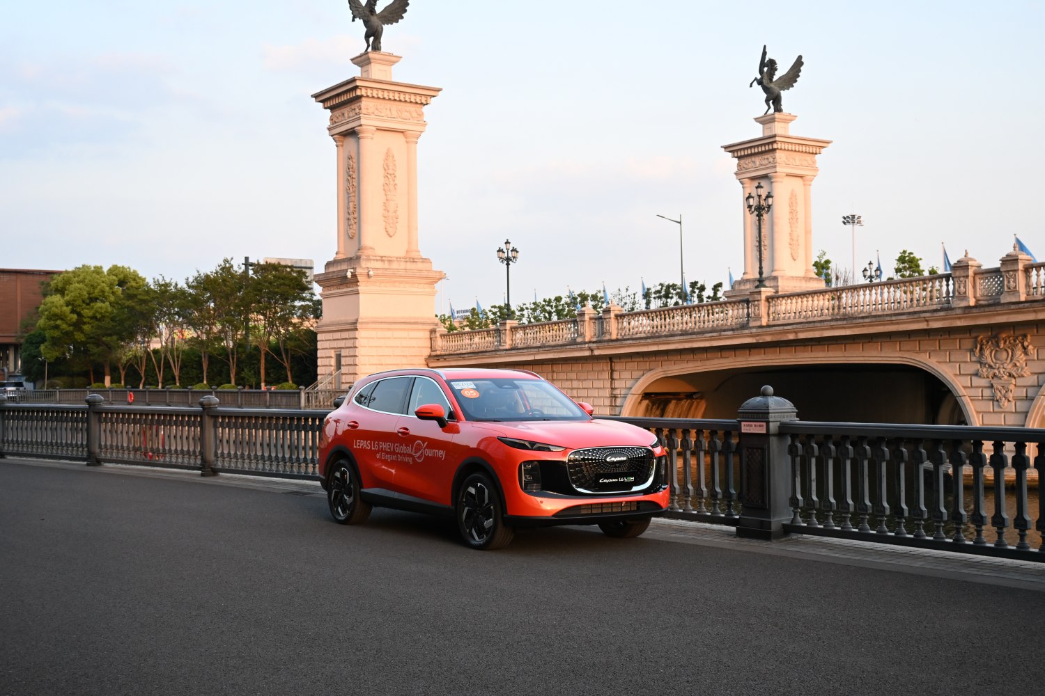 SUV with large front grille and sleek LED headlights