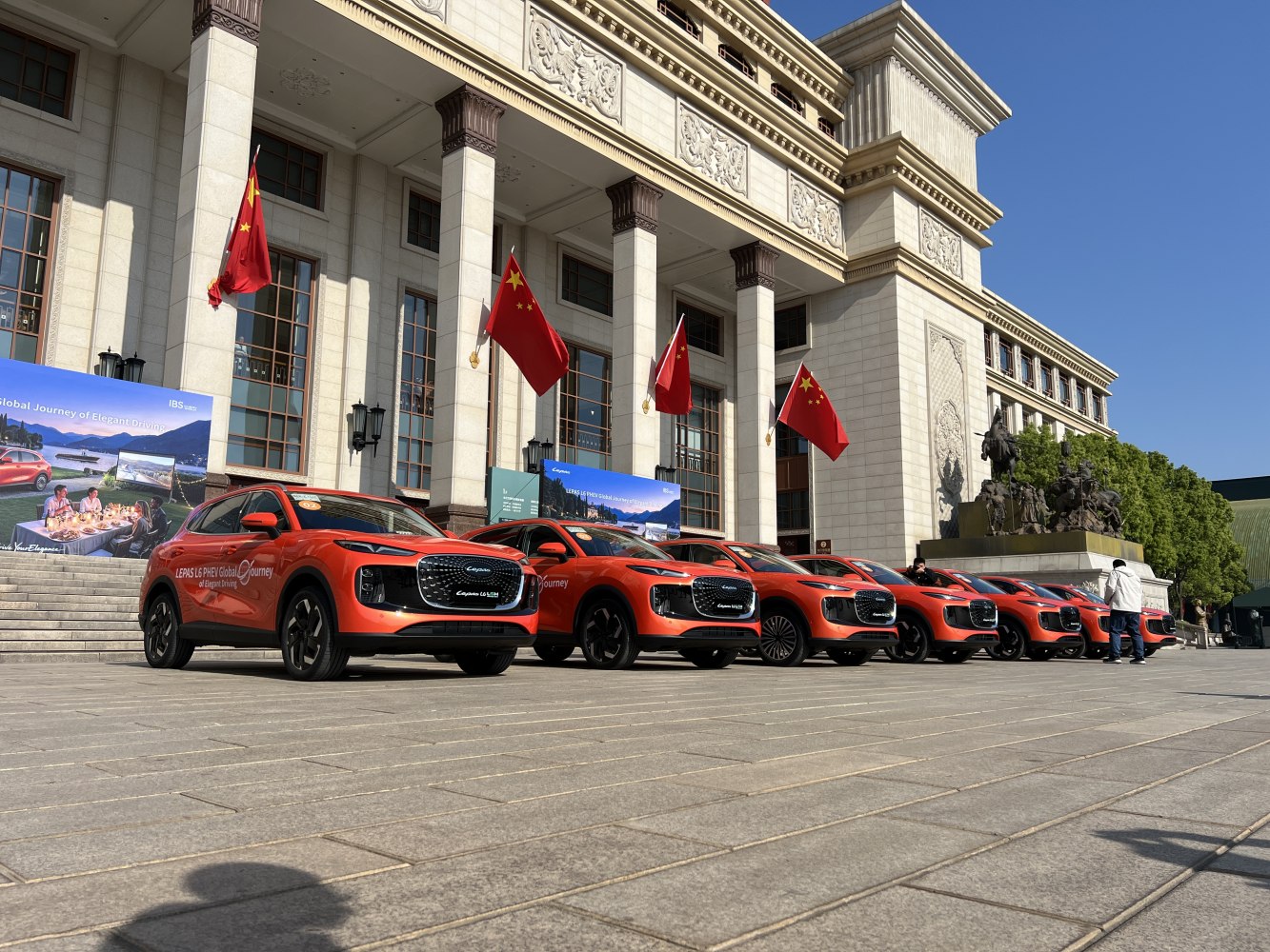 Orange SUVs with distinctive front grille lineup