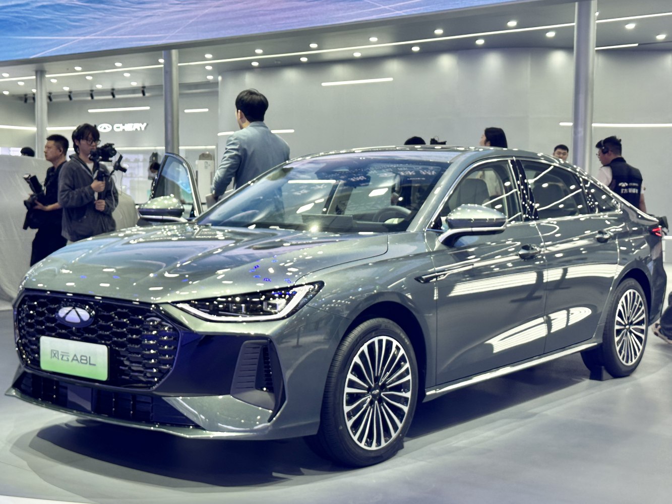 Sleek sedan with modern LED headlights and aerodynamic design