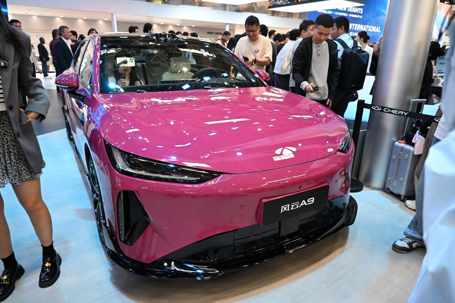 Sleek front fascia and slim LED headlights of a modern vehicle