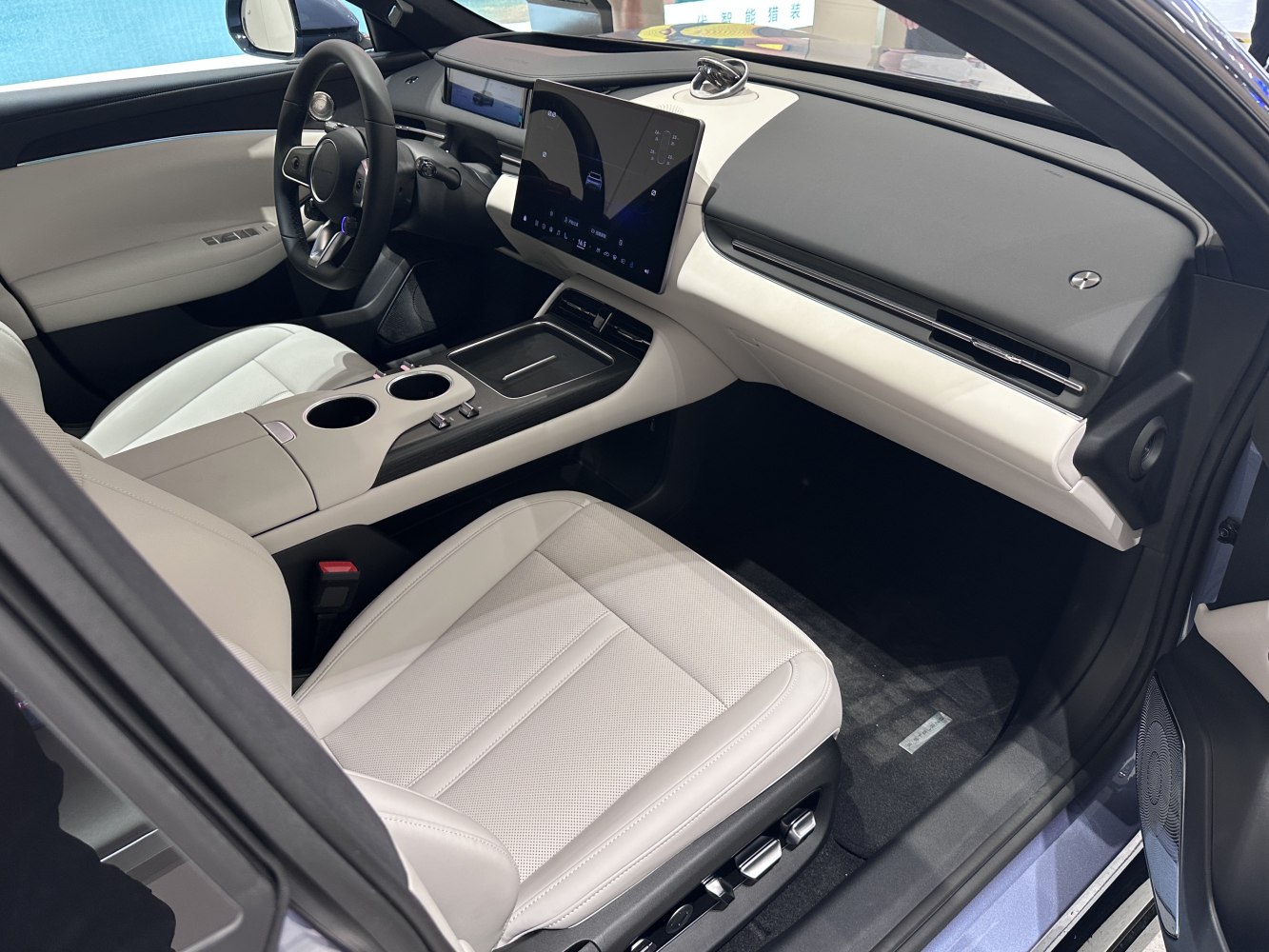 Digital dashboard and touchscreen display in a modern car interior
