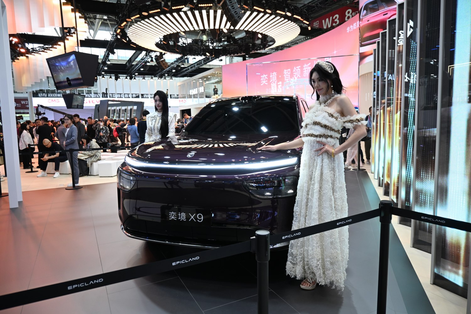 Futuristic front design with continuous LED light strip and smooth aerodynamic hood