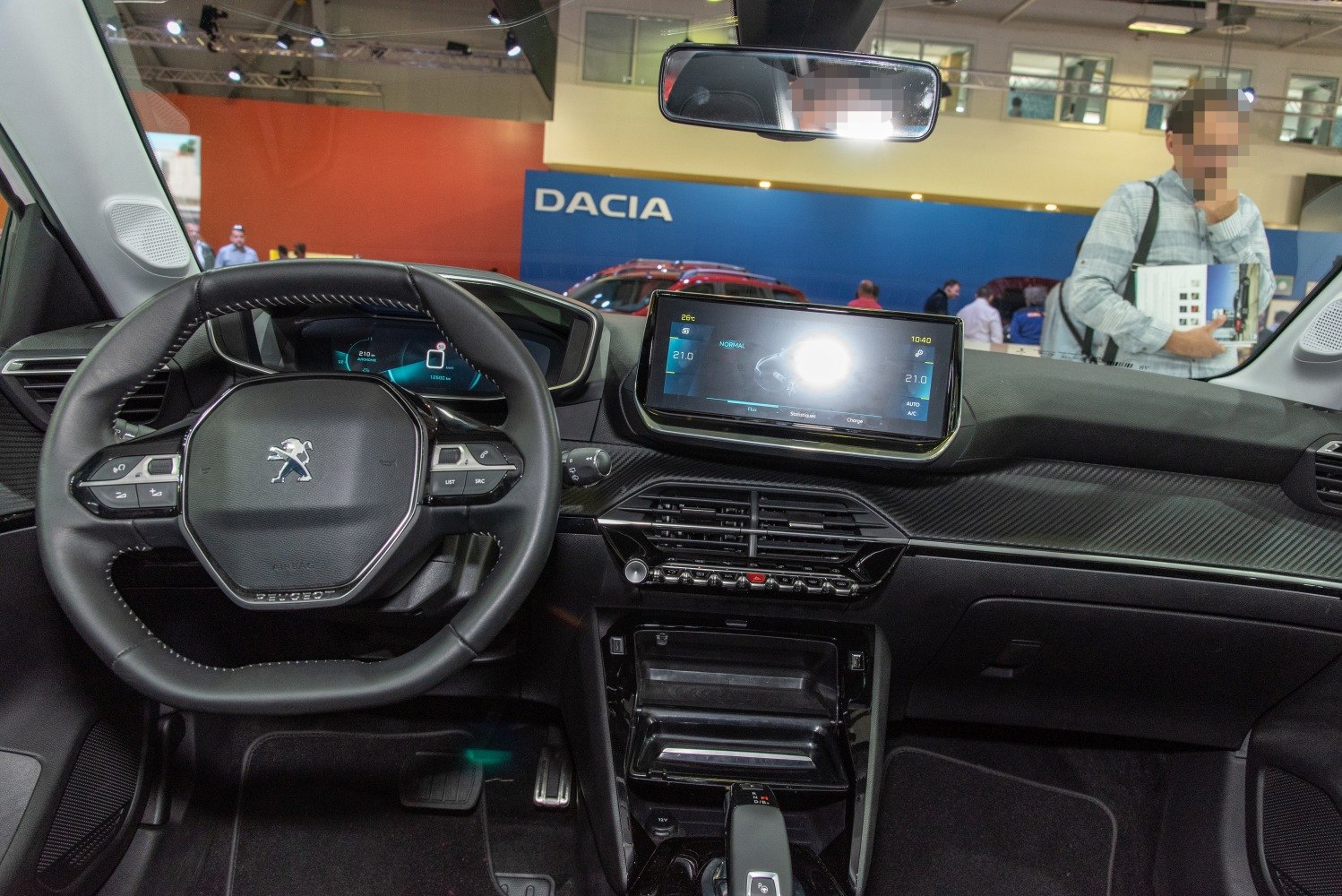 Modern steering wheel and digital infotainment dashboard