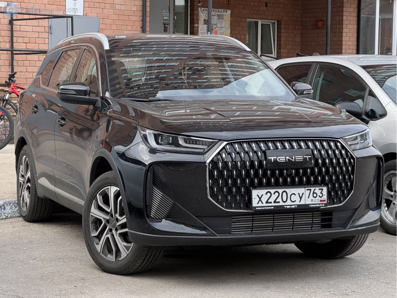 Bold front grille and LED headlights of modern SUV