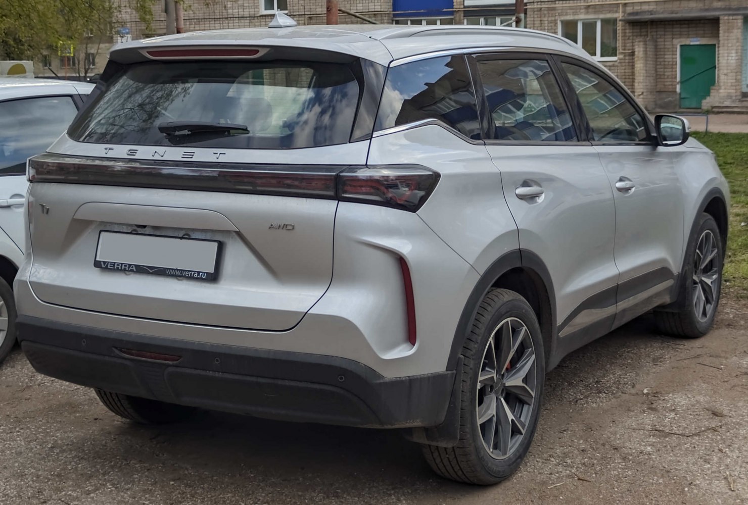 Rear view with LED tail lights and AWD badge on a modern SUV