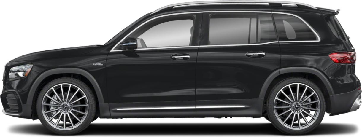 Side profile of black SUV with AMG turbo badge and multi-spoke alloy wheels