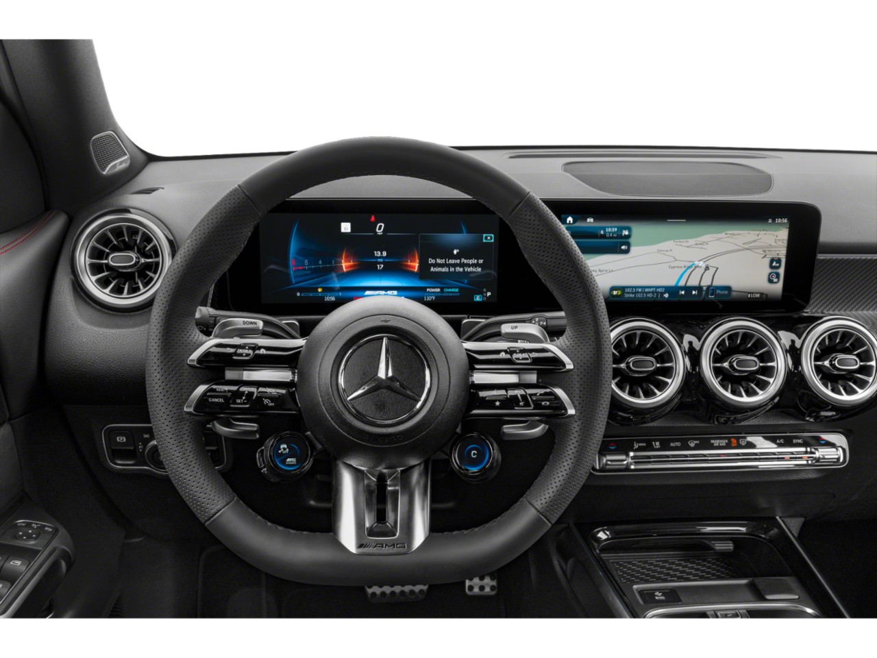 Multifunction steering wheel with dual digital instrument and infotainment screens