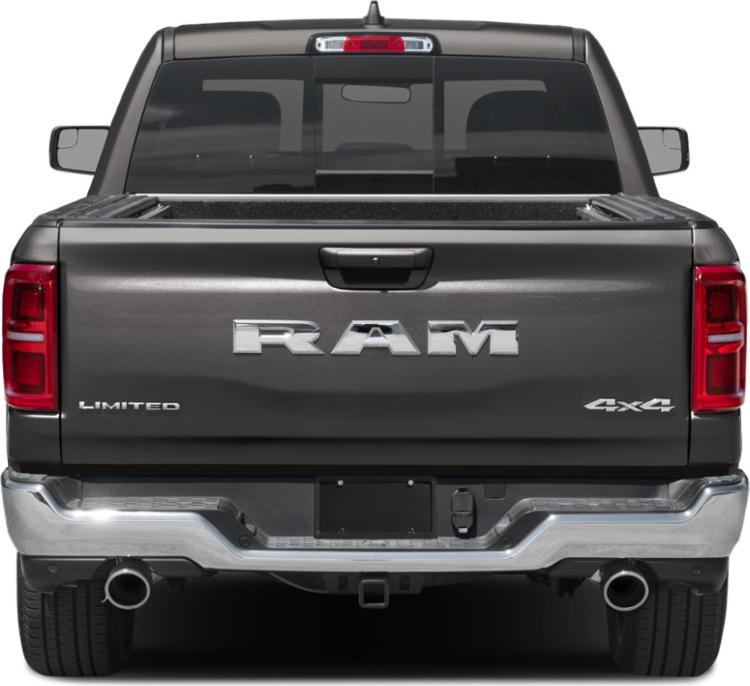 Rear view of a pickup truck with dual exhaust and 4x4 badging
