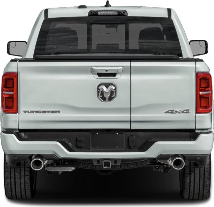 Rear view of pickup with dual exhaust and 4x4 badge