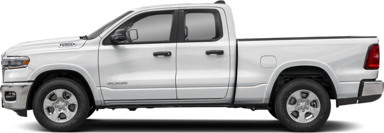 Side profile of a modern quad cab short pickup truck