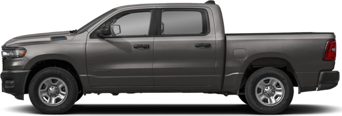 Side profile of a Quad Cab Short pickup truck with four doors and standard wheels