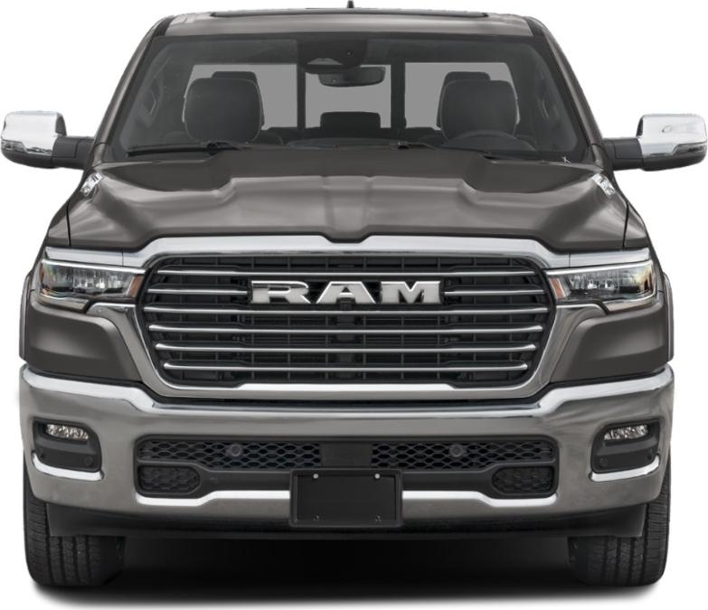 Front view of truck grille and headlights
