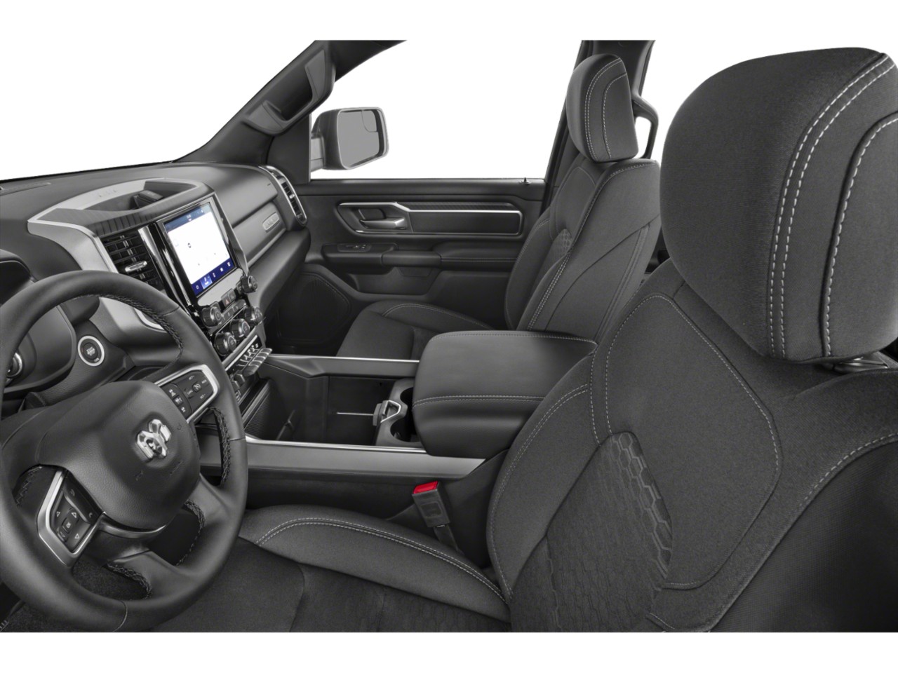Modern pickup interior with touchscreen and premium upholstery