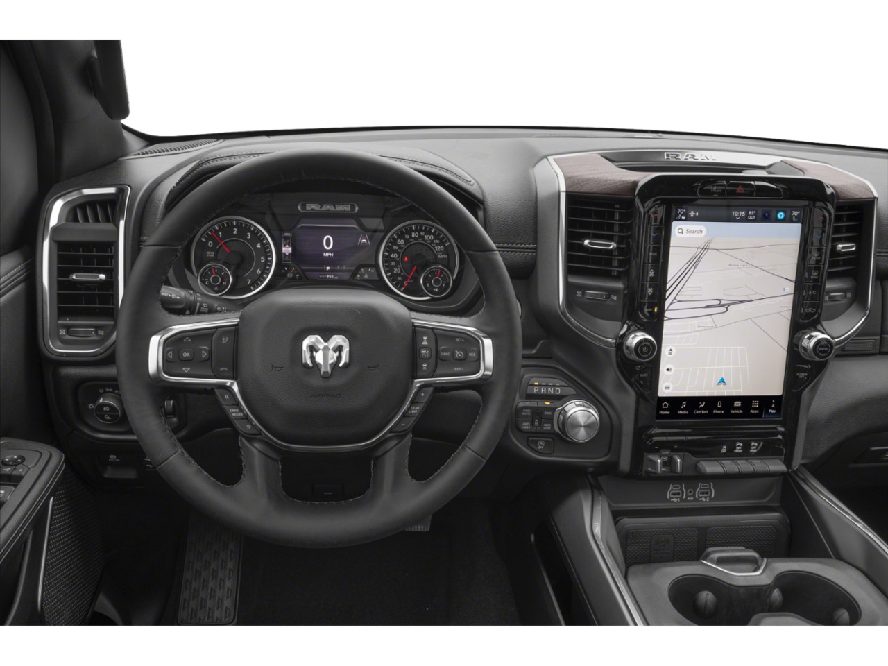 Dashboard with digital instrument cluster and large infotainment touchscreen