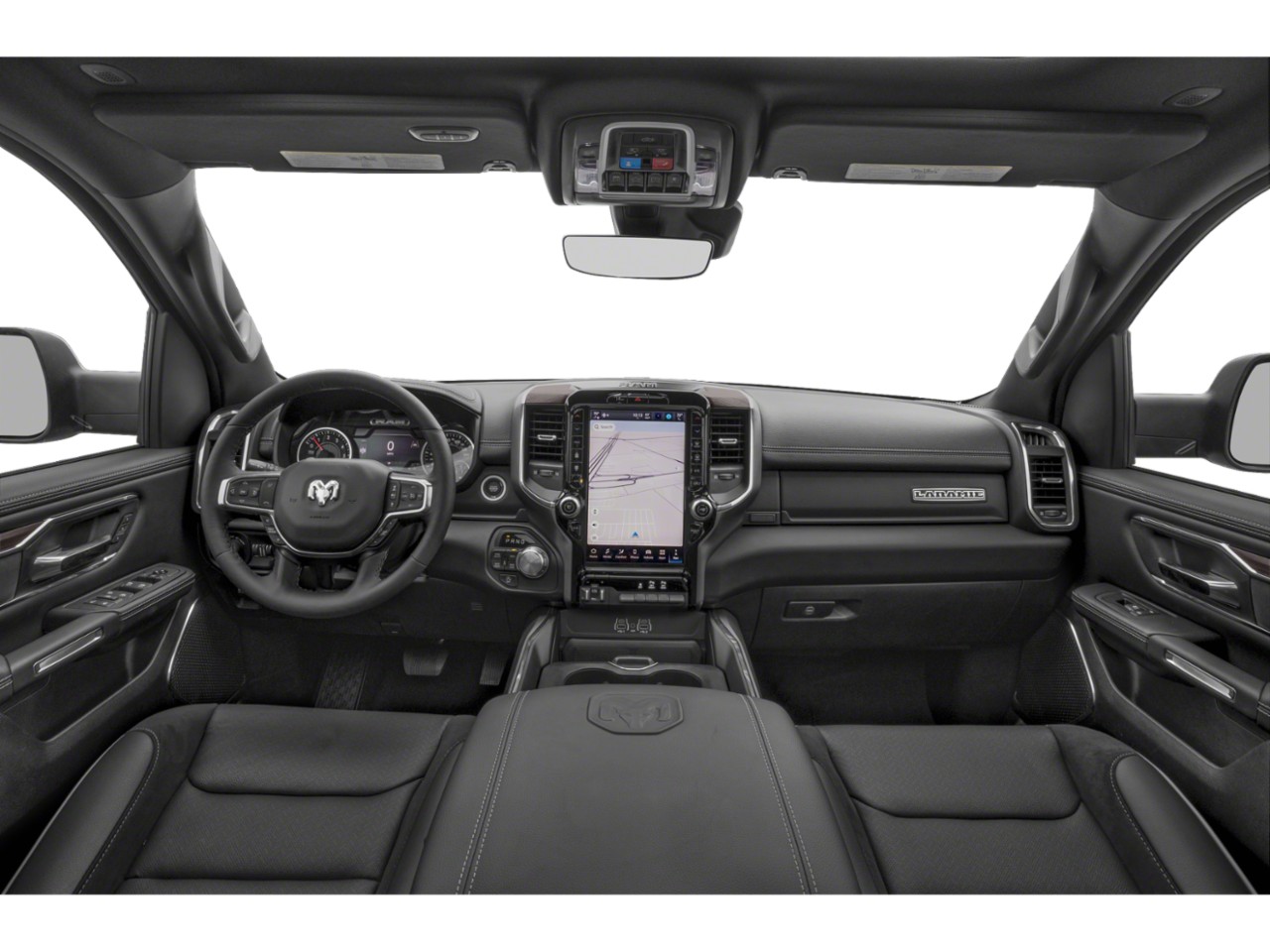 Dashboard and touchscreen interior of a modern pickup truck