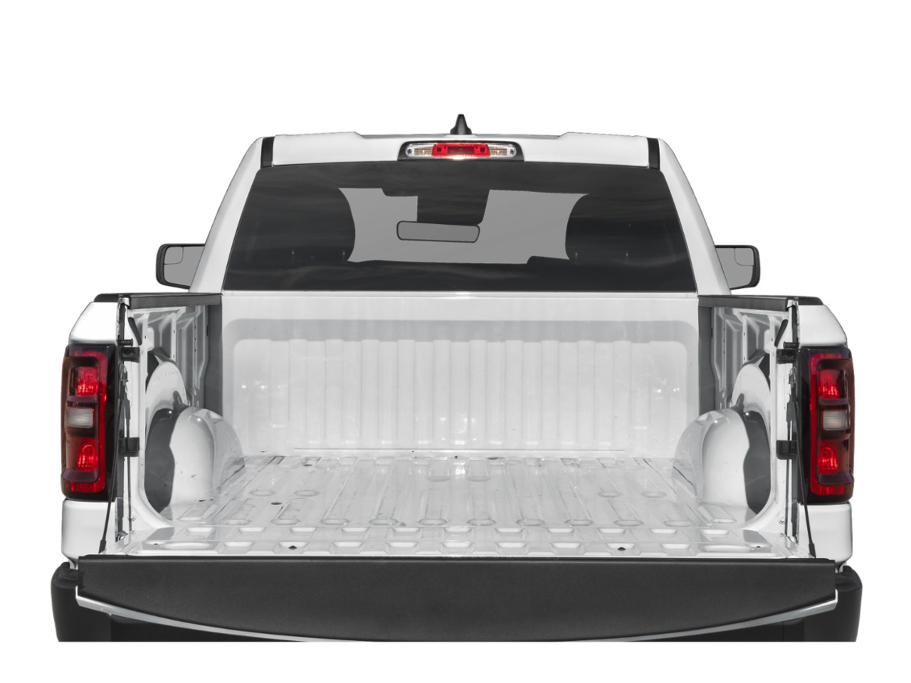 Open truck bed interior with spacious cargo area and open tailgate