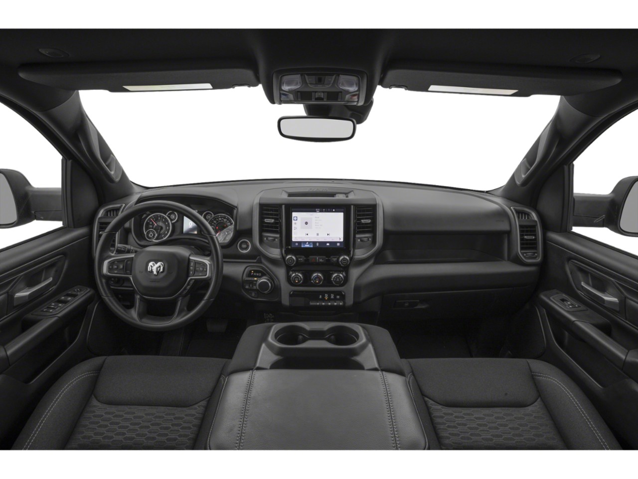 Dashboard, steering wheel, center console with infotainment display