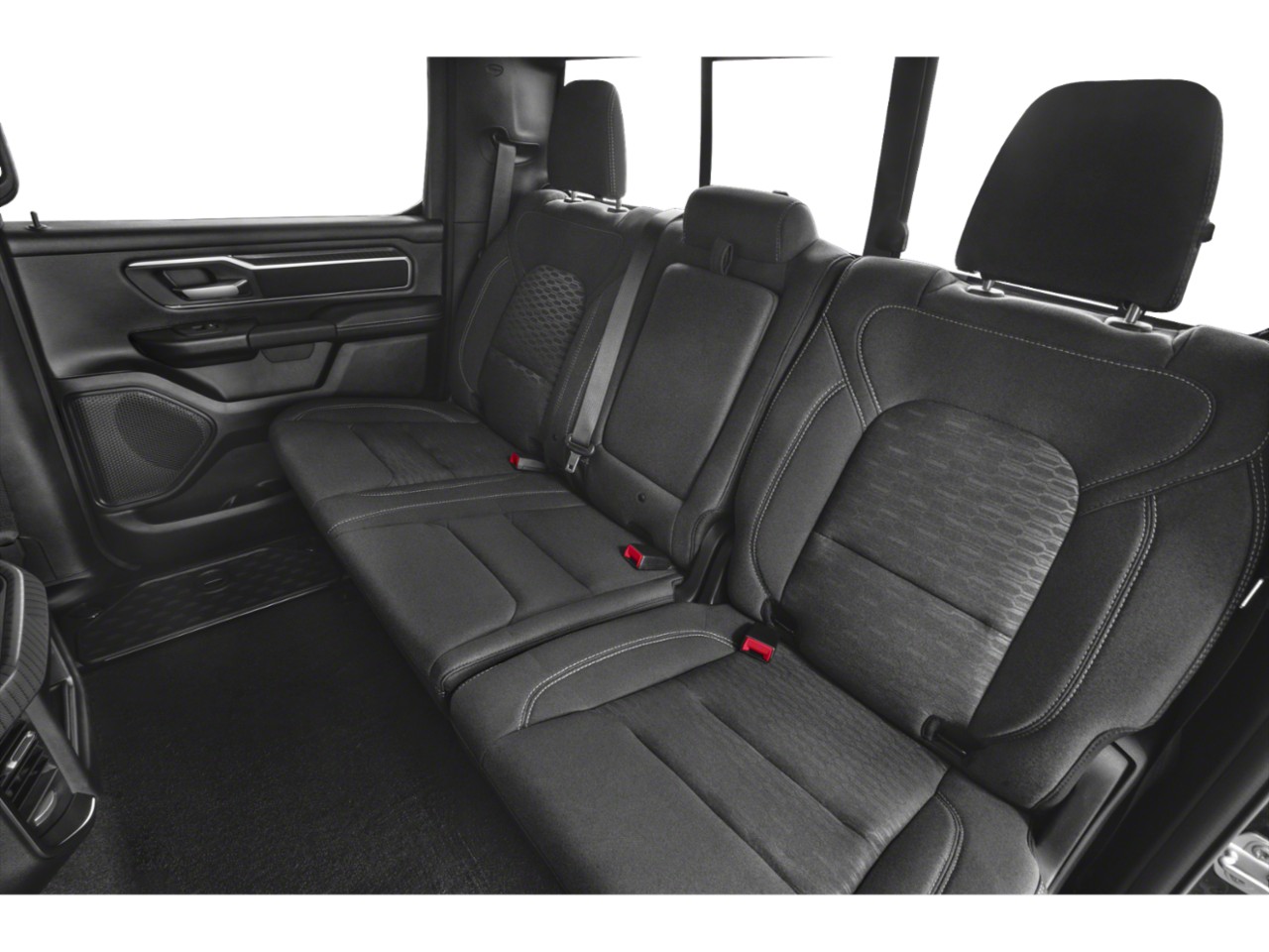 Spacious black rear seat interior with detailed stitching