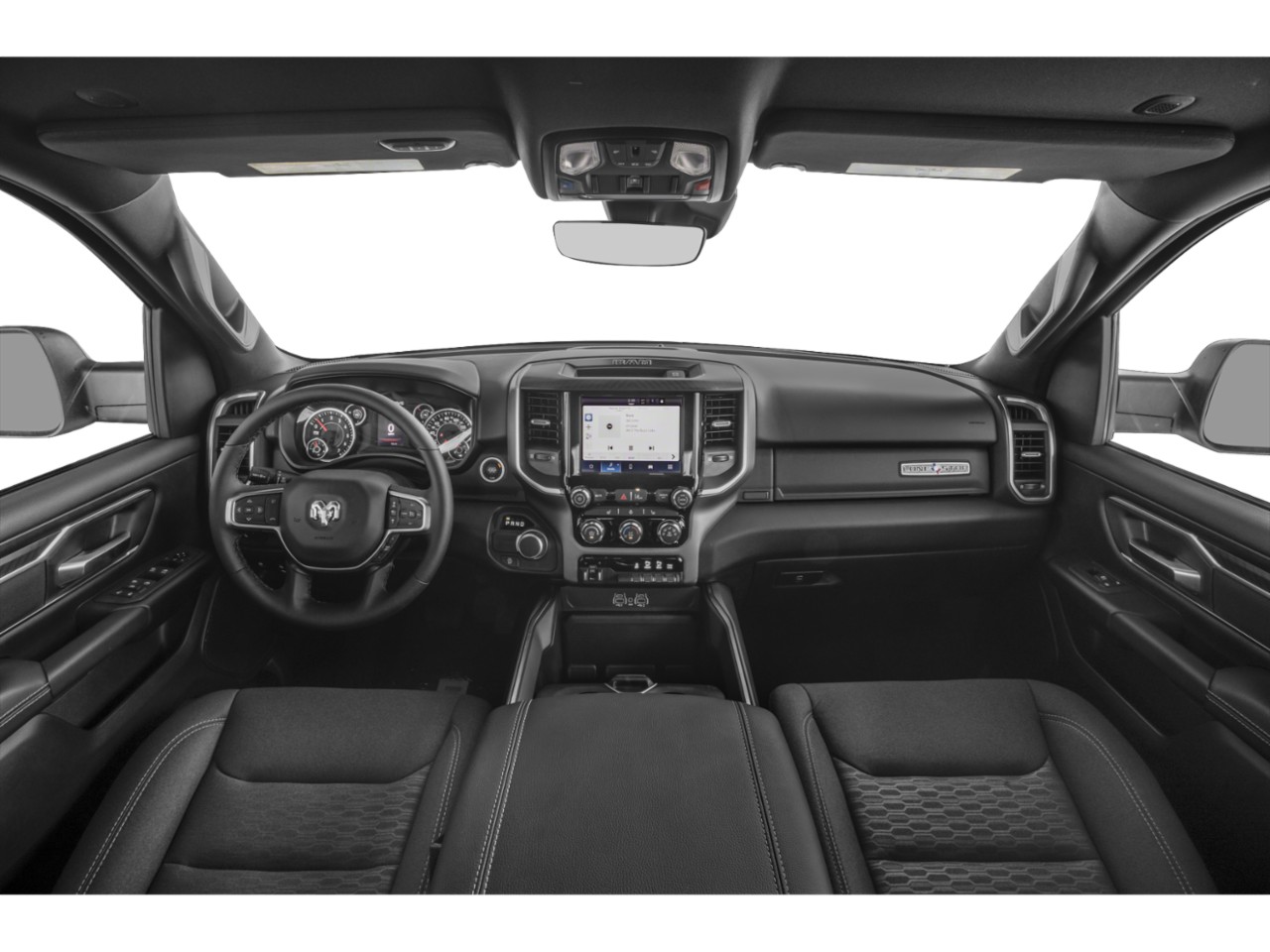 Modern truck interior with digital instrument cluster and touchscreen console