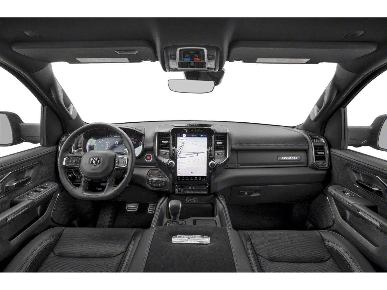 Modern truck interior with digital instrument cluster and large touchscreen display