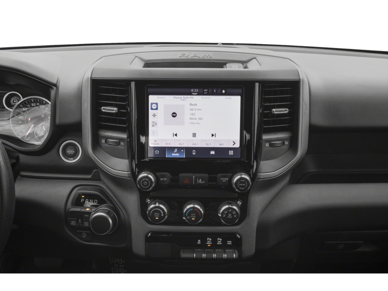 Infotainment system and central control console with climate and driving mode controls