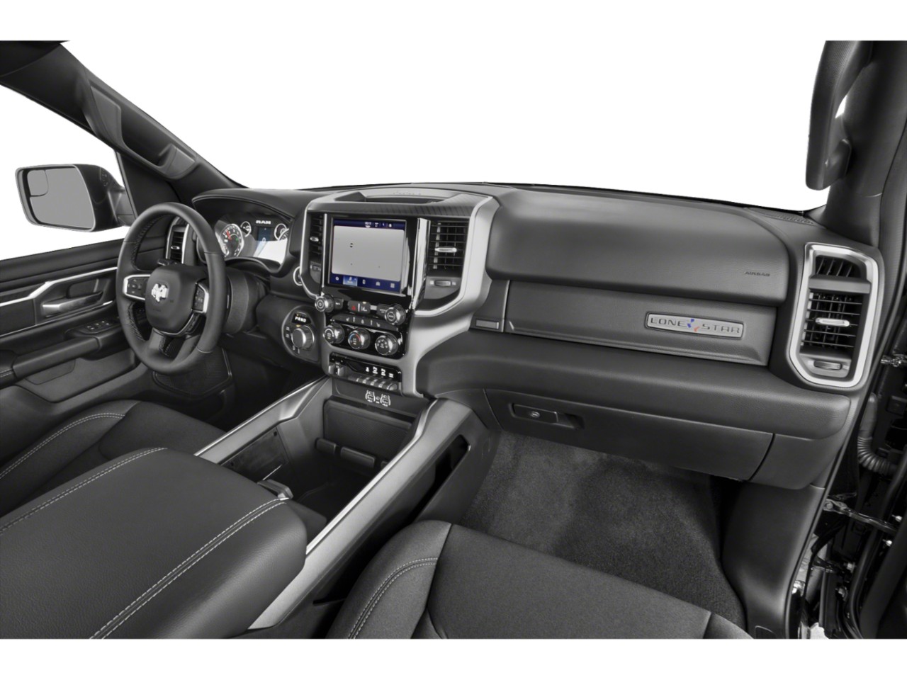 Modern dashboard with touchscreen and control layout